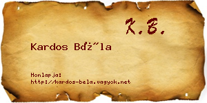 Kardos Béla névjegykártya